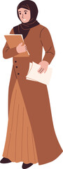 Professional Muslim Business Woman Holding Documents Illustration