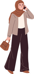 Muslim Business Woman Talking on Phone Illustration