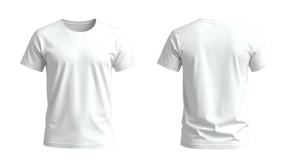 Front and back views of a plain white, crew neck t-shirt (3)
