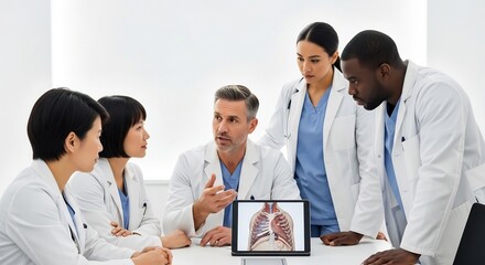 Fototapeta premium Medical Team Analyzing Lung XRay in a Meeting.