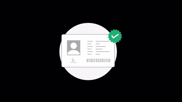 Identification Card with Approved Icon. Verified ID Concept Animation Video - Transparent