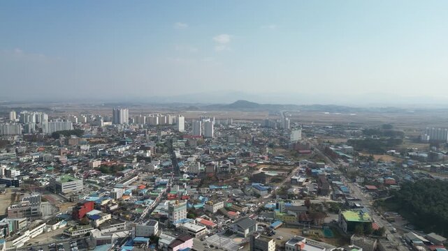 Gimje City Panorama: Aerial View of South Korea's Breadbasket Region