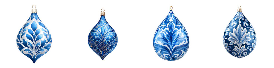 Obraz premium Blue Christmas Ornament Set - Decorative Holiday Baubles