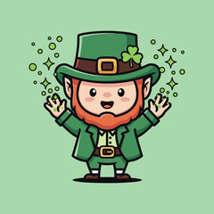 Charming Leprechaun Cartoon Character Celebrating St. Patricks Day with Magic.
