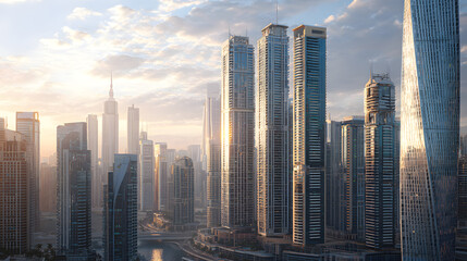 sunset over the city