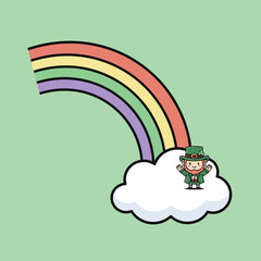 St. Patricks Day Leprechaun at the End of the Rainbow.