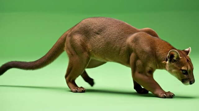Fossa Madagascar Predator Stalking Walking on Green Screen Chroma Key Background