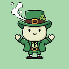 Cute Leprechaun Cartoon Character Celebrating St. Patricks Day.