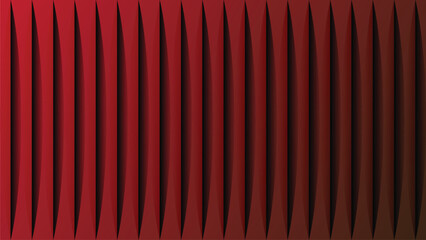 Modern abstract background featuring a repeating pattern of red, curved vertical panels with subtle shadows.Print
