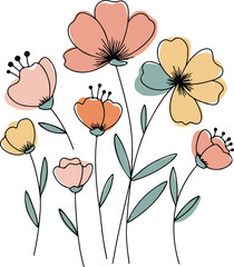 Seamless vector illustration of a floral pattern design featuring a summer blossom bouquet with rose and poppy elements for a nature inspired wallpaper or decorative spring card