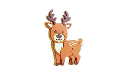 Cartoon Deer Standing Isolated on White Background