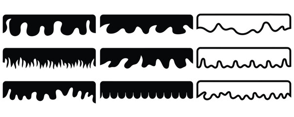 Vibrant orange wave patterns on white background for design,Set of ripped paper, jagged edge pieces, torn paper stripes, frames, textboxes Wash Tape Pieces Silhouette Set in Simple Style.