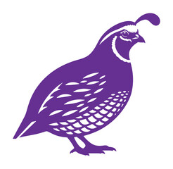 Obraz premium Stylized purple silhouette of a quail bird isolated on a white background