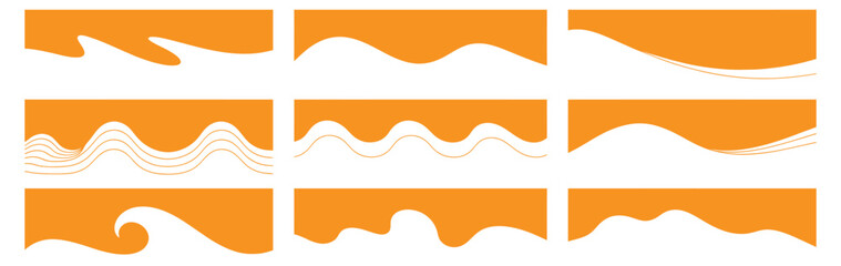 Obraz premium Vibrant orange wave patterns on white background for design,Set of ripped paper, jagged edge pieces, torn paper stripes, frames, textboxes Wash Tape Pieces Silhouette Set in Simple Style.
