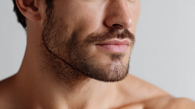Modern Male Skincare Portrait of Calm Eurasian Man in White Studio
