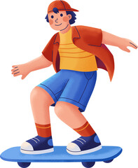 Young Man on a Skateboard Illustration