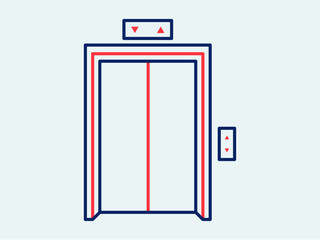 Elevator icon. Shopping mall outline icon. Simple vector illustration in modern thin line style.