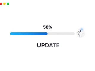 System update displaying 58% completion with a clean progress bar and loading indicator