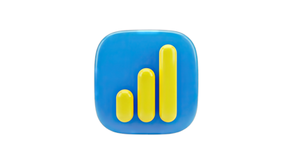 3D Signal Bars Icon on Blue Background