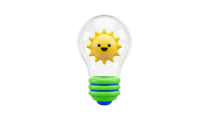 Cartoon Sun Inside Lightbulb - Energy Concept