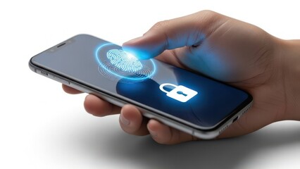 Fingerprint scanner on a smartphone providing secure biometric authentication for data protection