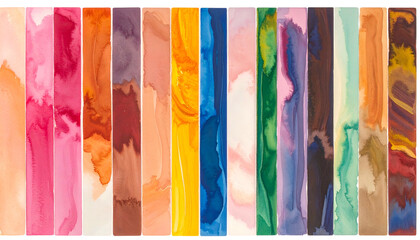 Naklejka premium Vertical swatches of watercolor paints in various shades, arranged from light to dark
