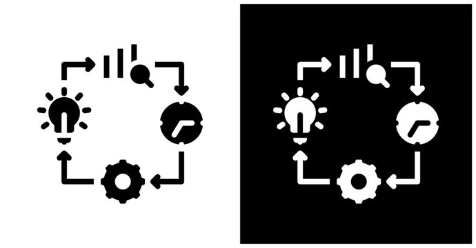 System Development Life Cycle Icon Set In White And Black Background
