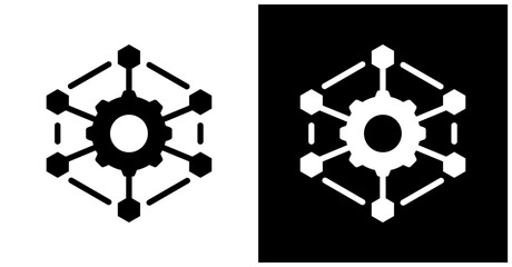 Microservices Icon Set In White And Black Background