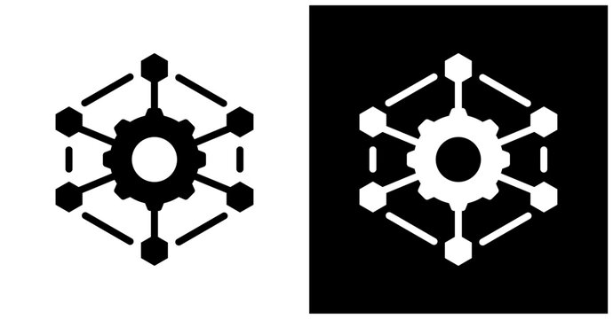 Microservices Icon Set In White And Black Background