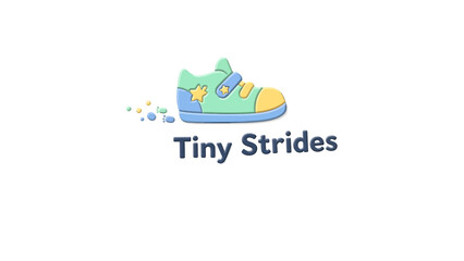 Fototapeta premium Creative Illustration of a Colorful Shoe Logo for Tiny Feet, Featuring Playful Elements, Ideal for Children's Apparel Branding