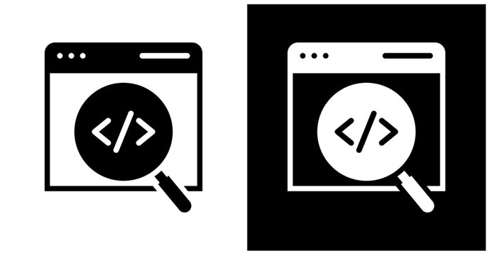 Code Review Icon Set In White And Black Background