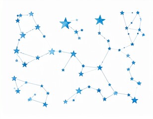 青い星座のやさしい水彩画：Blue Watercolor Constellations