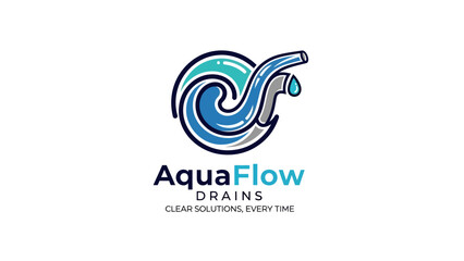 Logo Design, AquaFlow Drains, Business Branding, Digital Art, Professional Environment, Clean Viewpoint, Innovative Concept