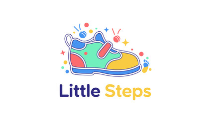 Colorful Sneakers for Kids in a Creative Environment - Illustrative Design