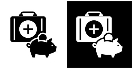 Medical Saving Icon Set In White And Black Background