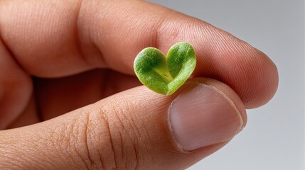 Heart-Shaped Bud: A delicate heart-shaped bud cradled gently in a person's hand, representing the tender growth and the embodiment of love and growth