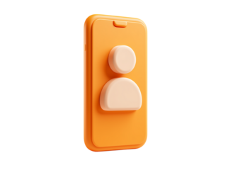 Upright smartphone with 3D user profile avatar icon Isolated on a transparent background