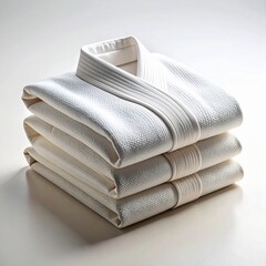 Stack of Neatly Folded White Dress Shirts on Surface