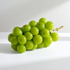 Fresh Green Grapes Cluster on White Background Still Life