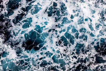 Ocean water background. Top view of stylish foamy water. Can be used in covers, packaging, posters, textures, presentations, art and design projects. Enchanting vector illustration.