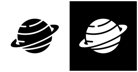 Saturn Icon Set In White And Black Background © ali