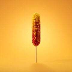Colorful Candy Corn on Stick Against Vibrant Orange Background