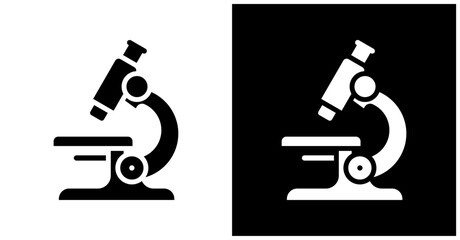 Microscope Icon Set In White And Black Background