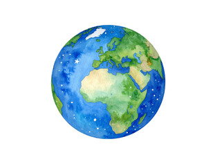 水彩で描くやさしい地球：Watercolor Earth Illustration