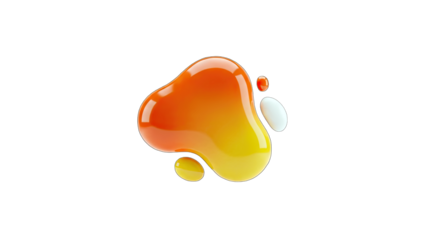Abstract 3D Liquid Shapes in Orange and Yellow on White Background