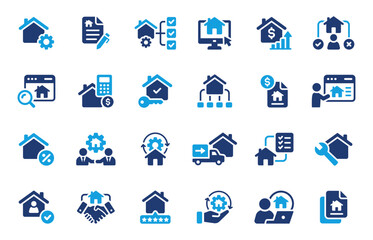 Naklejka premium Real Estate and Property Management Icon Set: Vector Collection