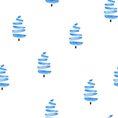 Seamless pattern with abstract fir trees. Forest kids illustration on white background.