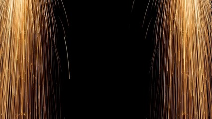 Abstract golden sparks against a black background for creative designs