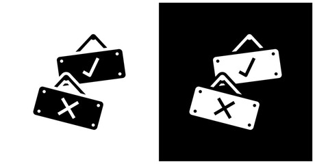 Open Closed Sign Icon Set In White And Black Background