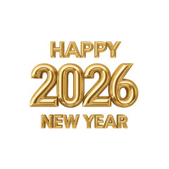 3d Happy New Year 2026 Gold